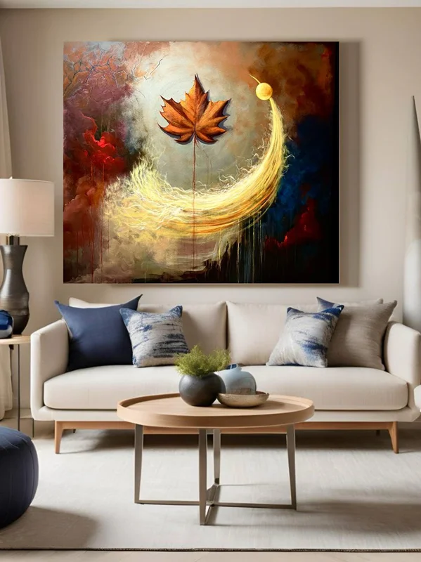 تابلوی نقاشی مدرن مفهمومی "تابش خزان" ابعاد 100/110